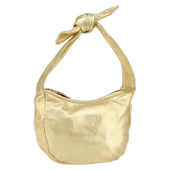 PRADA Handbags - PRADA Shoulder Bag Leather Gold Auth 156454V